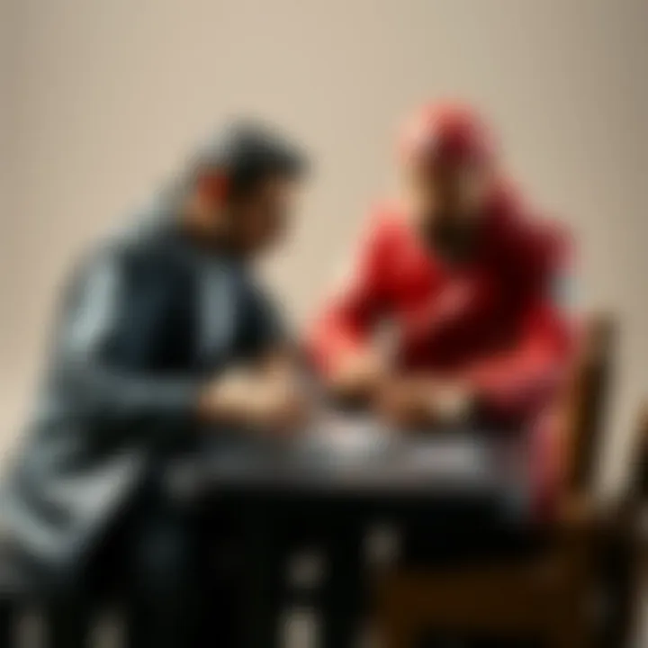 Two players engaged in a strategic card game