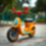 A colorful two-wheeled scooter designed for children