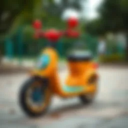 A colorful two-wheeled scooter designed for children