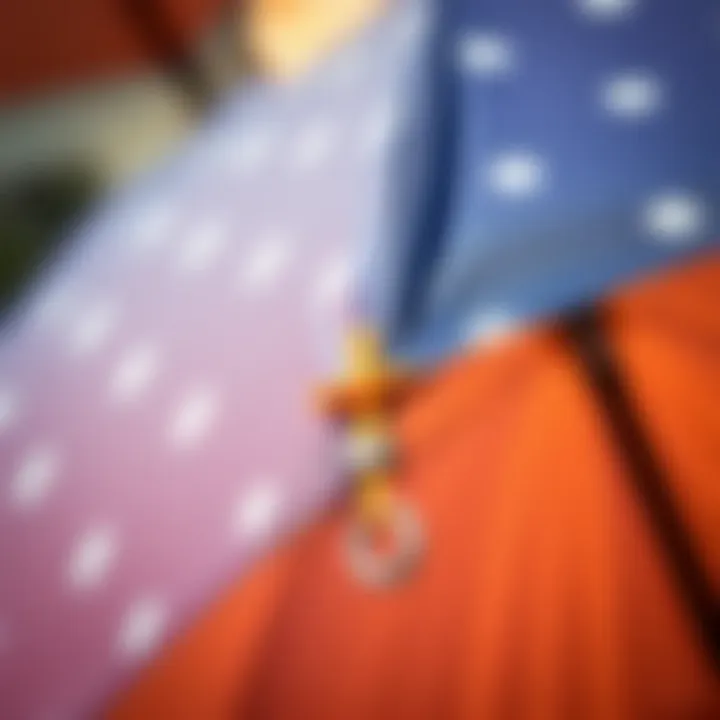 Close-up on the safety features of a children's umbrella.