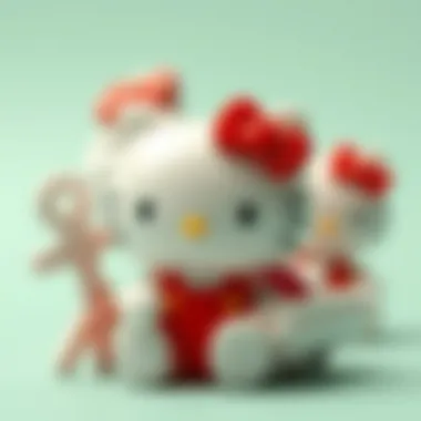 A close-up view of a Hello Kitty product highlighting its unique design elements