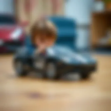 Child playing with a remote control car