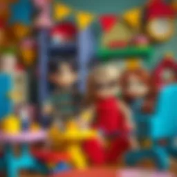 Long toy dolls in a colorful playroom setting