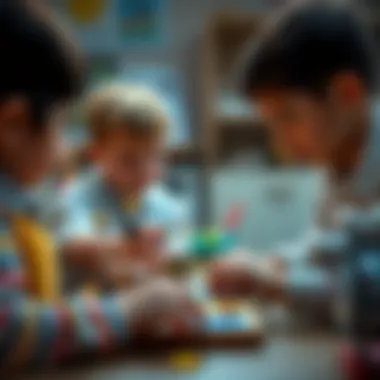 Children engaging with the vacuum molecule set in an educational setting
