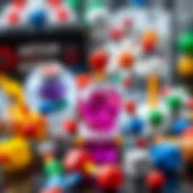 Colorful vacuum molecule components showcasing scientific fun