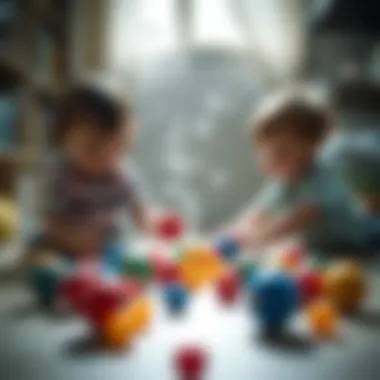 Children developing motor skills through sticky ball activities