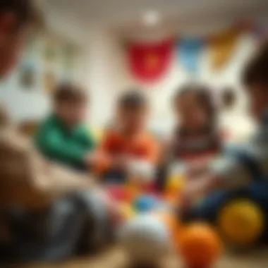 Social interaction among kids using sticky balls