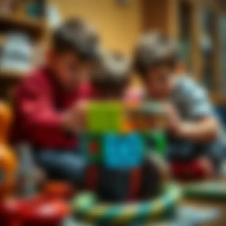 Children engaged in solving a Snake Cube, showcasing teamwork and cognitive skills