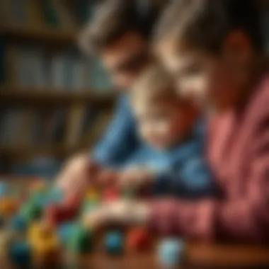 A parent and child selecting intelligence cubes, emphasizing choice for development