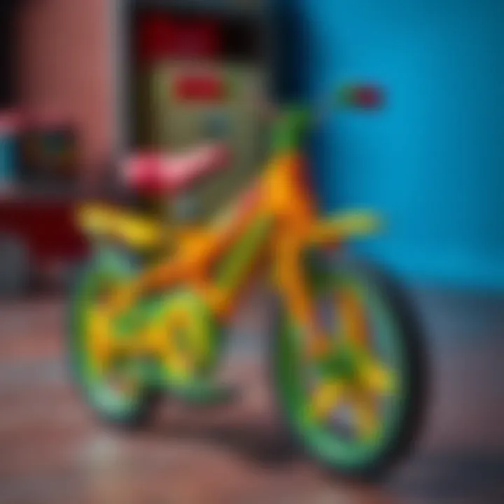 A vibrant Zozo bicycle designed for children.